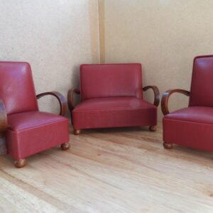 retro             bankstel rood leer