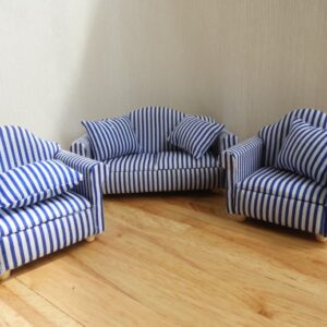 bankstel compleet blauw/wit